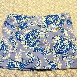 Lilly Pulitzer Girls M Blue and White Turtle Print Skirt